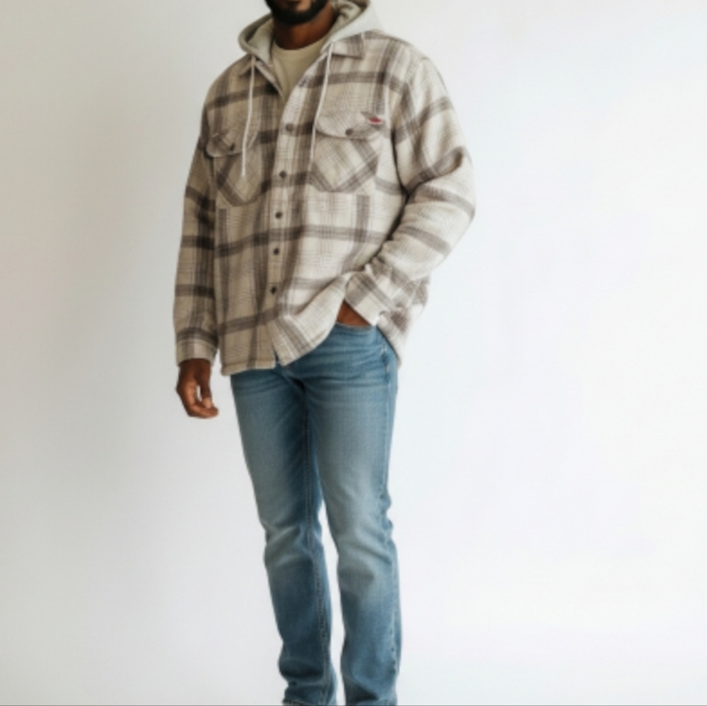 Dickies Authentic Men's Heavyweight Plaid Flannel Full Zip Hooded Work J…
